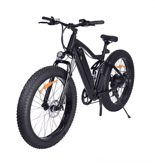 Sähköfatbike musta edestä – tehokas sähköpyörä maastoon ja kaupunkiin