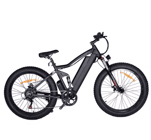 Musta sähköfatbike sivulta – tyylikäs ja tehokas sähköpyörä