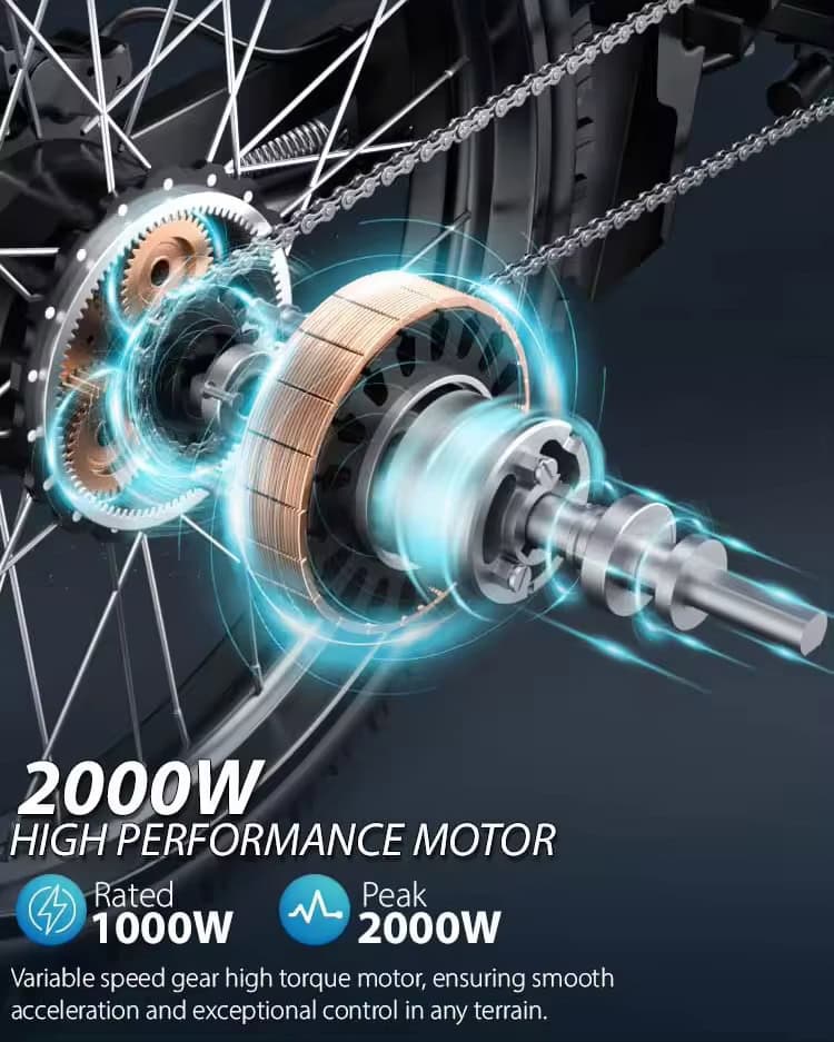 GT73 sähköfatbiken 2000W moottori – huippuluokan suorituskyky ja voimaa maastoajoon.