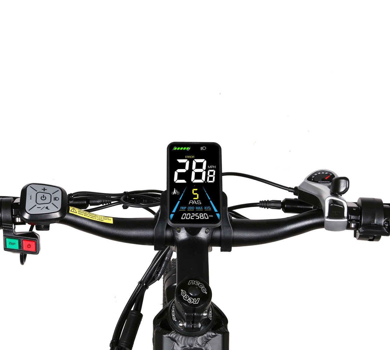 Samebike XD26 sähköpyörän ohjaustanko ja kirkas ajovalo – ergonominen ajoasento ja hyvä näkyvyys