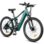 Samebike XD26 sähköpyörä vihreä sivulta – 27,5 tuuman renkaat, urheilullinen runko ja sähköavusteinen moottori