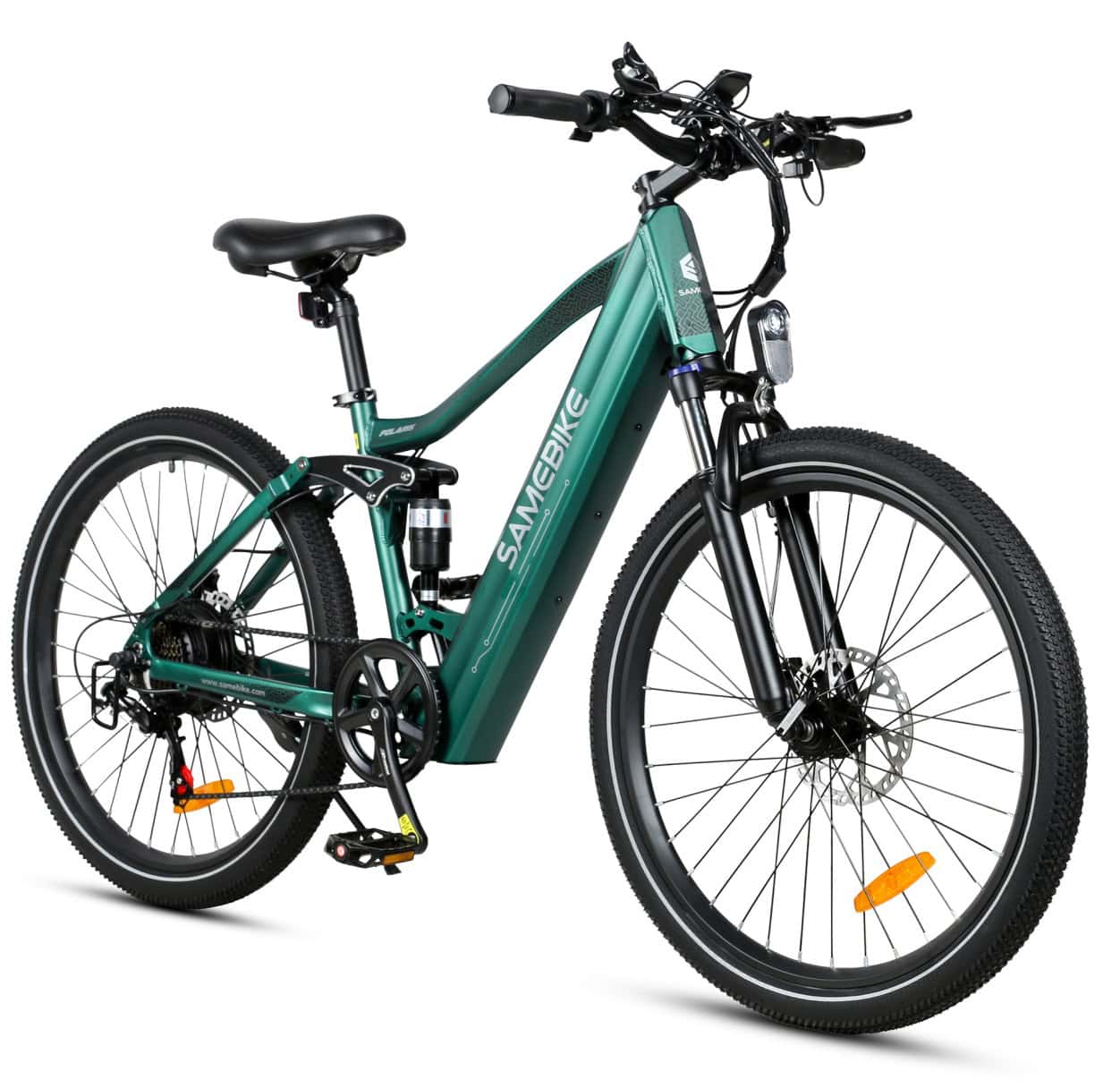 Samebike XD26 sähköpyörä vihreä sivulta – 27,5 tuuman renkaat, urheilullinen runko ja sähköavusteinen moottori