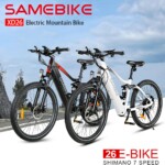 Samebike XD26 sähköpyörän mainoskuva – sisältää pyörän kuvan, tekniset tiedot ja kampanjahinnan