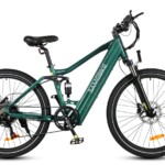 Samebike XD26 vihreä sähköpyörä – tehokas sähköavusteinen pyörä miehille 27,5 tuuman renkailla ja jousitetulla rungolla