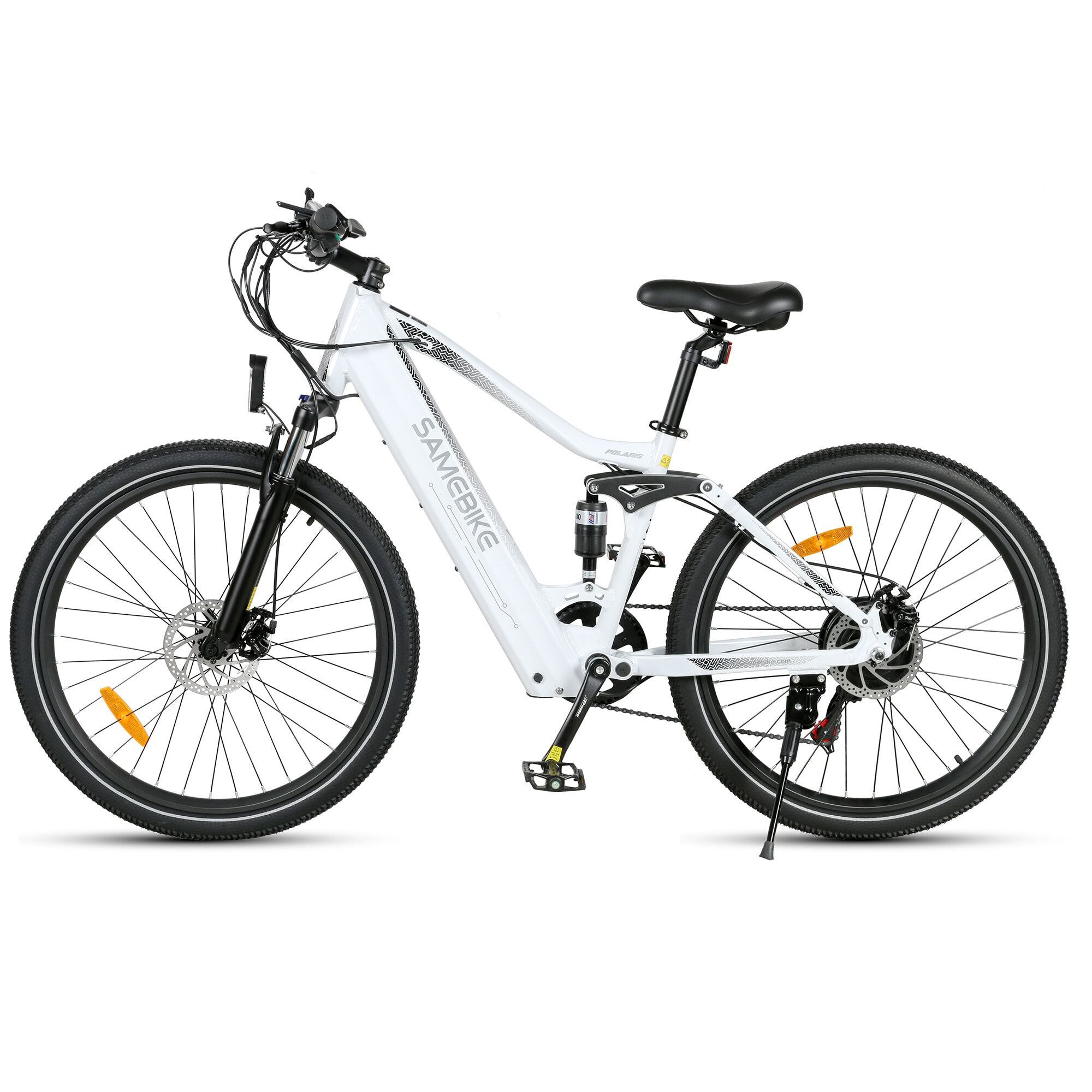 Samebike XD26-2 etujousitus ja moottori lähikuvassa – tehokas sähköpyörä vaativaan ajoon.