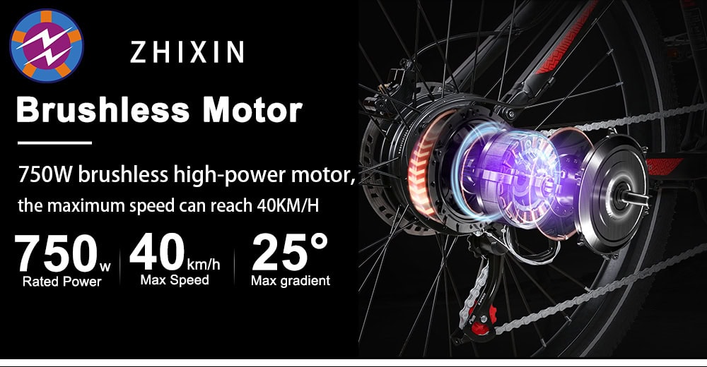 Samebike XD26 sähköpyörän 750W moottori – XIN-tehomoottori jopa 25 asteen nousuihin