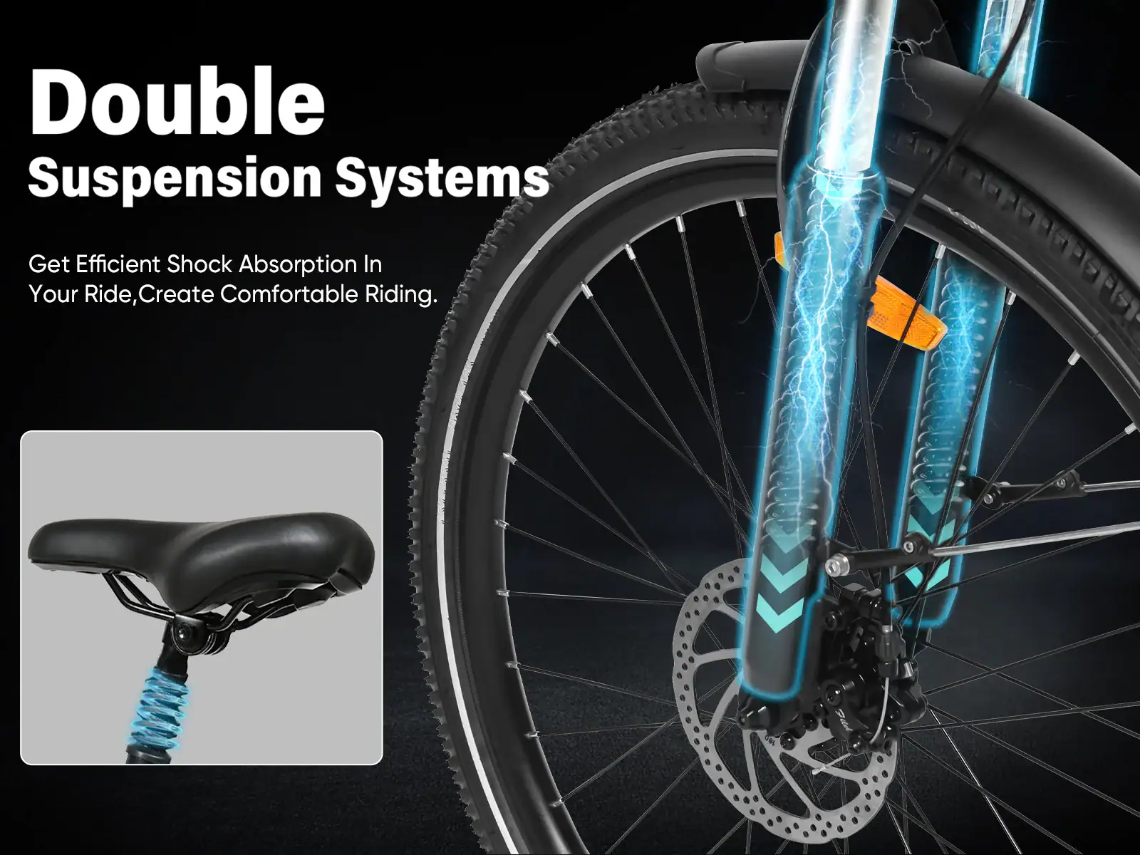 Samebike RS-A01 Pro sähköpyörä jousitus ja runko