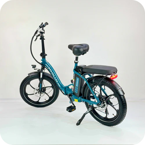 Koolux BK6 taitettava sähköpyörä Shimano 7-vaihteisen vaihteiston yksityiskohdassa.