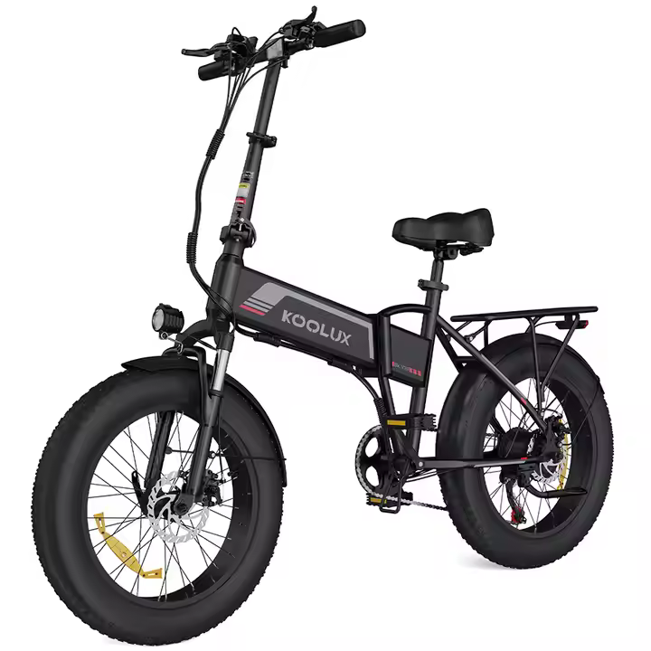 Koolux BK10S 500W taitettava sähköpyörä metsäpolulla oranssina