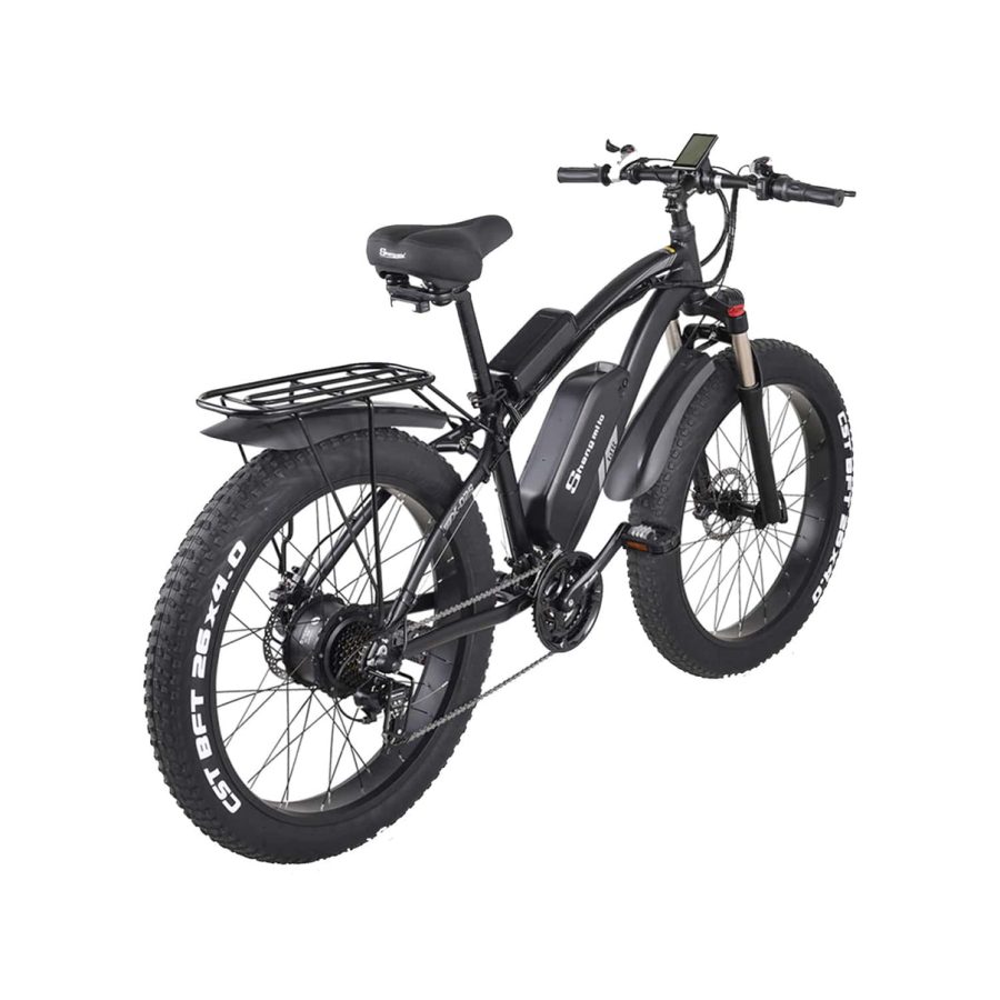 Shengmilo MX02S sähkömaastopyörä leveillä renkailla metsäpolulla