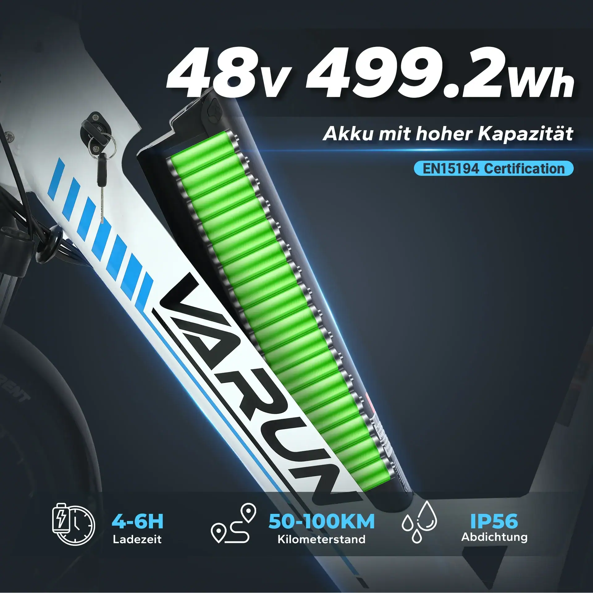 Varun S700-2 sähkömaastopyörän LED-etuvalo ja torvi