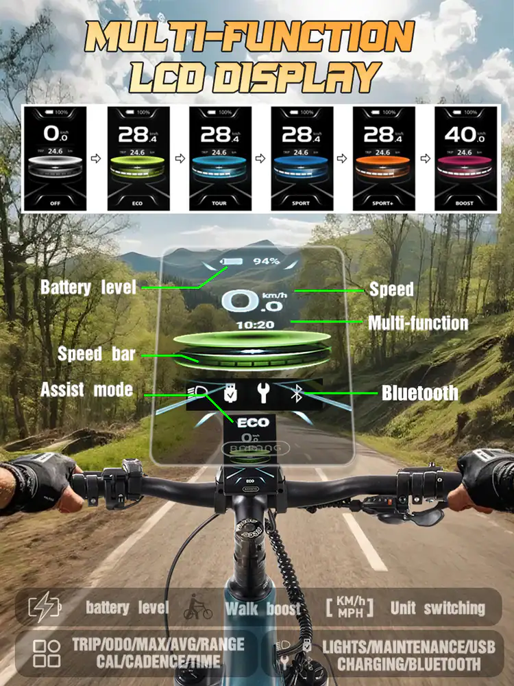 Randride MX500 sähköpyörä sähköavustus käytössä ajon aikana